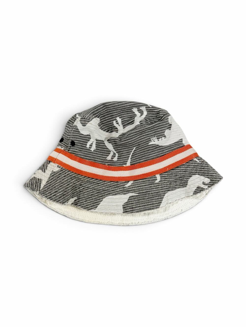 Mini Boden Boys Dinosaur Bucket Hat Gray Orange Size 7-10 Years